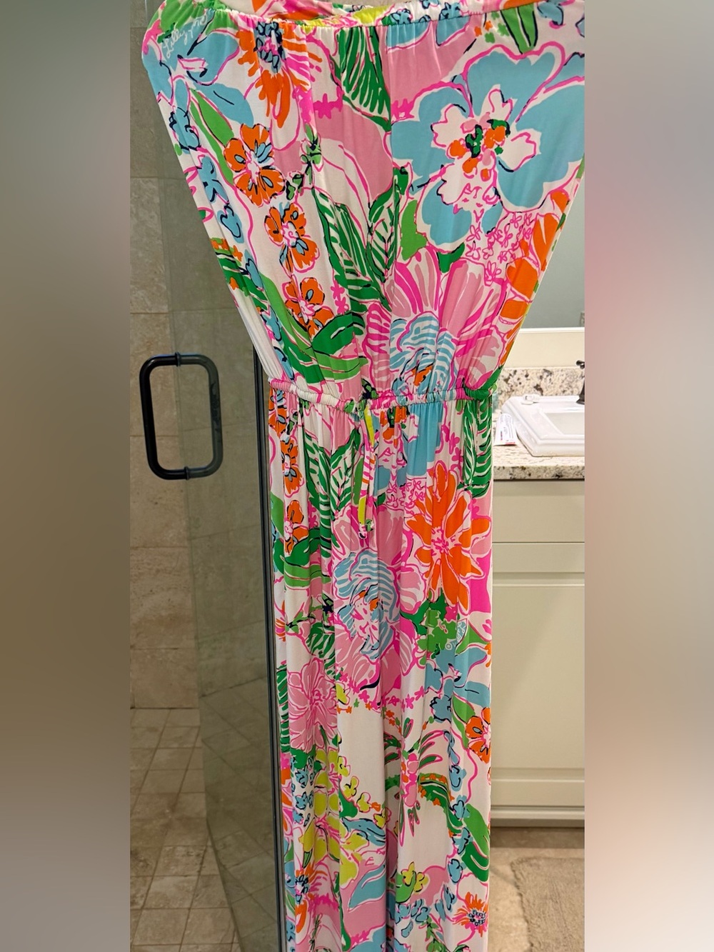 Lilly Pulitzer Strapless Floral Maxi Dress in Pink, Blue, Green, Orange
